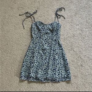 Beginning Boutique Blue Floral Tie-Shoulder Mini Dress